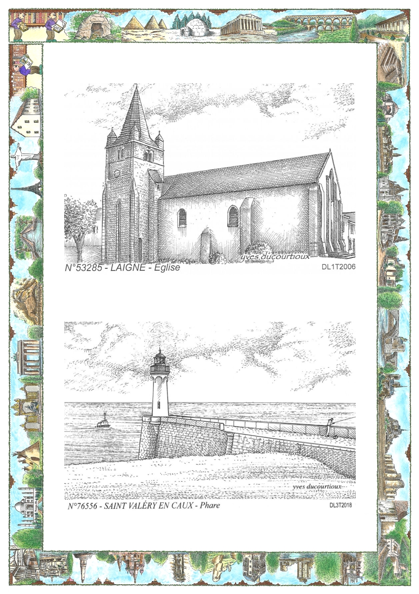 MONOCARTE N 53285-76556 - LAIGNE - église / ST VALERY EN CAUX - phare