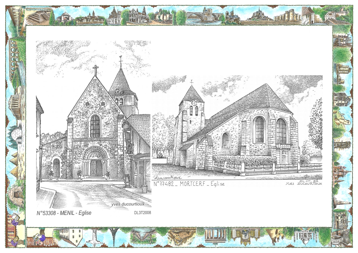 MONOCARTE N 53308-77482 - MENIL - église / MORTCERF - église