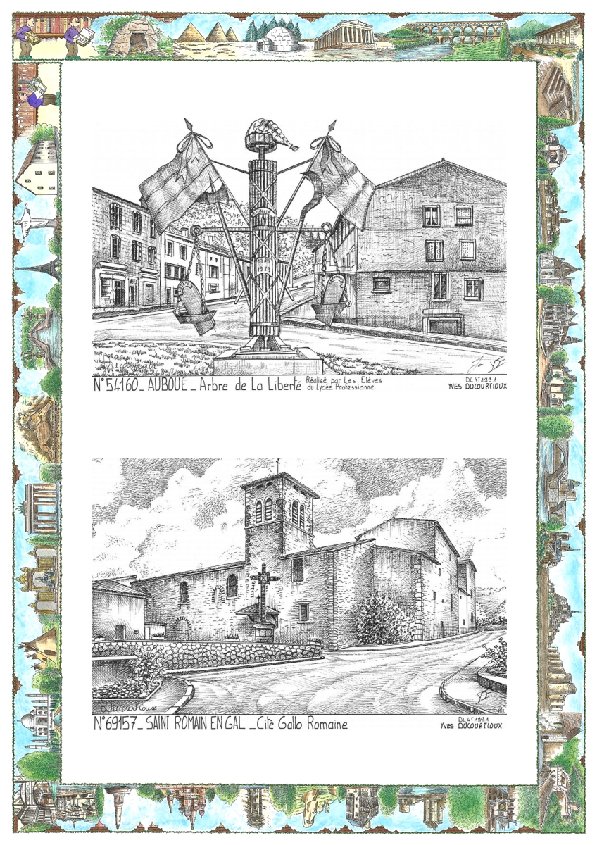 MONOCARTE N 54160-69157 - AUBOUE - arbre de la liberté / ST ROMAIN EN GAL - cité gallo romaine