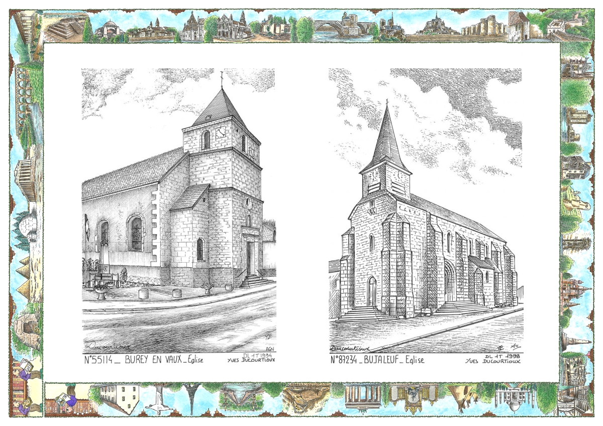 MONOCARTE N 55114-87234 - BUREY EN VAUX - église / BUJALEUF - église