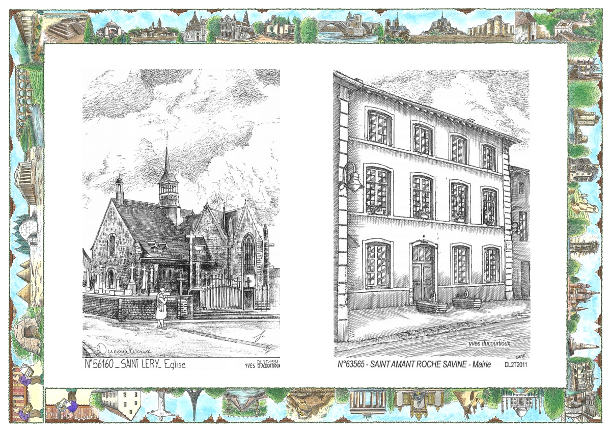 MONOCARTE N 56160-63565 - ST LERY - église / ST AMANT ROCHE SAVINE - mairie