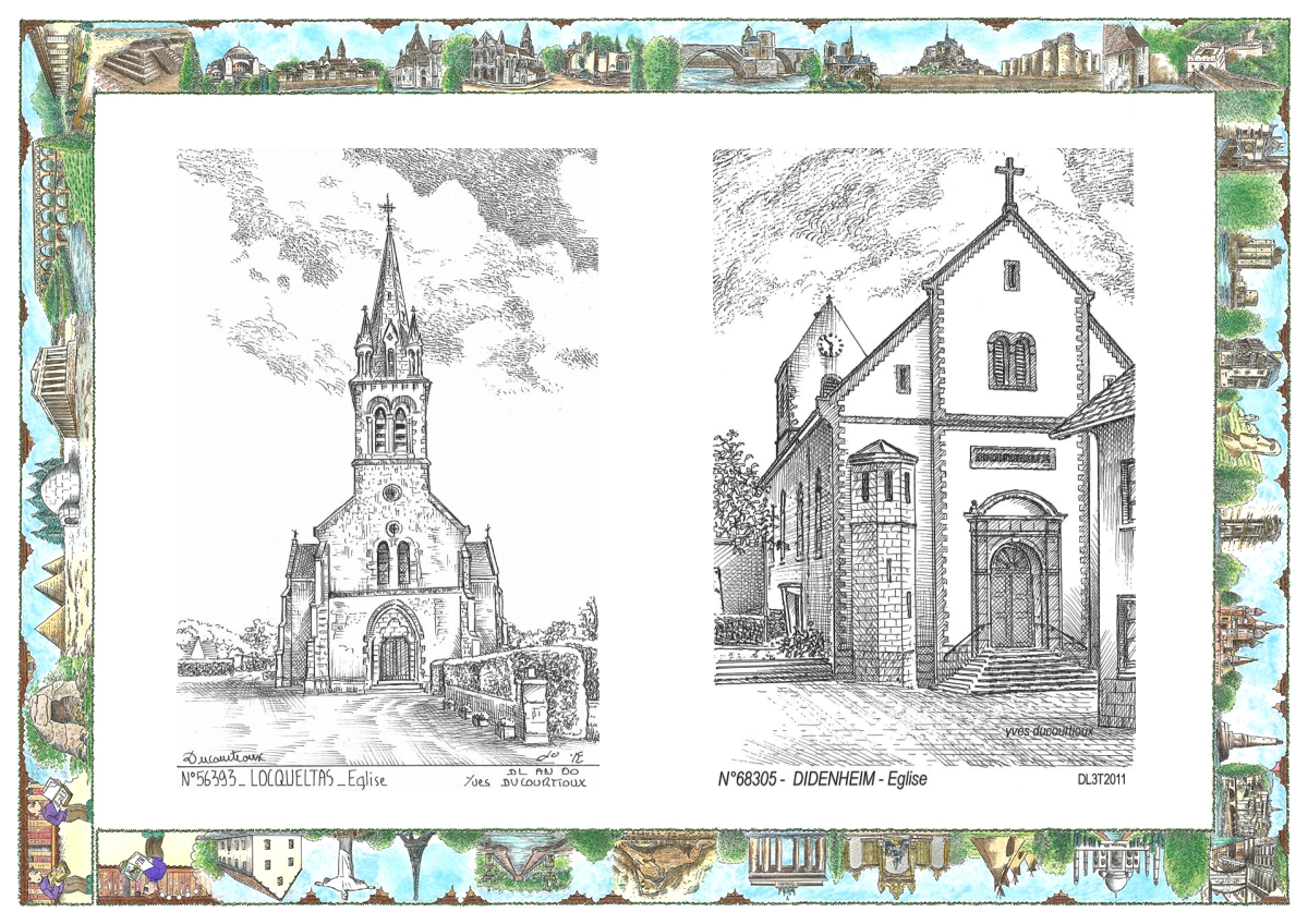 MONOCARTE N 56393-68305 - LOCQUELTAS - église / DIDENHEIM - église