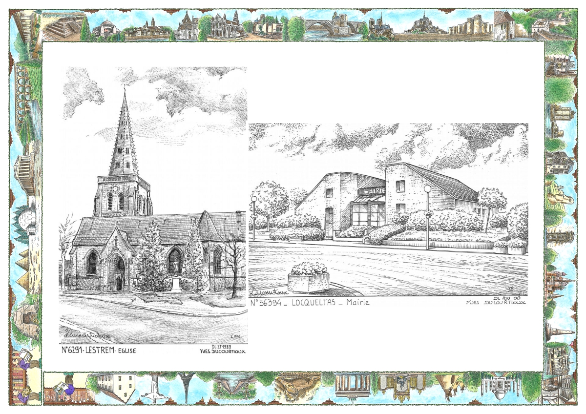 MONOCARTE N 56394-62091 - LOCQUELTAS - mairie / LESTREM - église