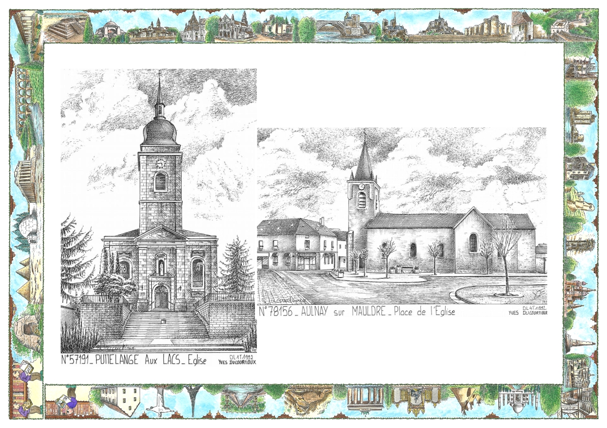 MONOCARTE N 57191-78156 - PUTTELANGE AUX LACS - église / AULNAY SUR MAULDRE - place de l église