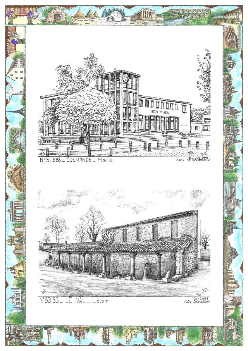 MONOCARTE N 57288-83133 - GUENANGE - mairie / LE VAL - lavoir