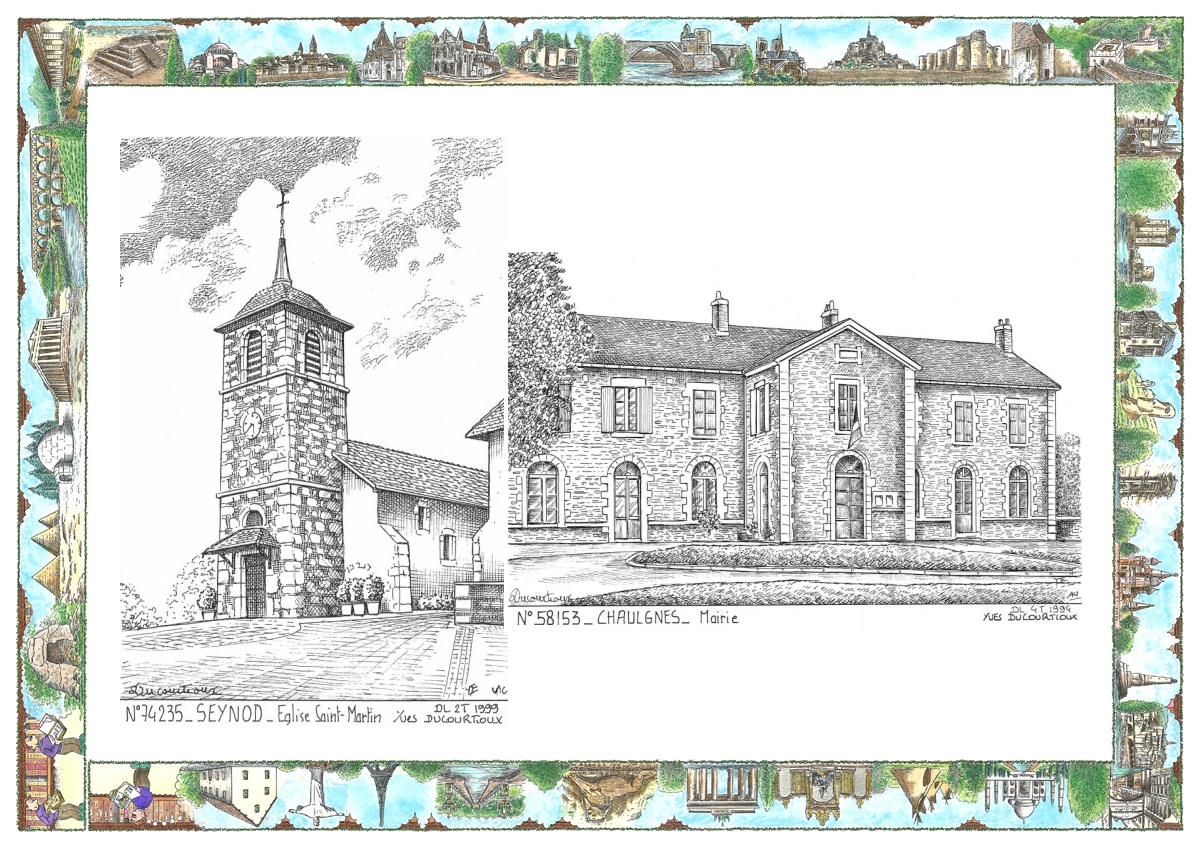 MONOCARTE N 58153-74235 - CHAULGNES - mairie / SEYNOD - église st martin