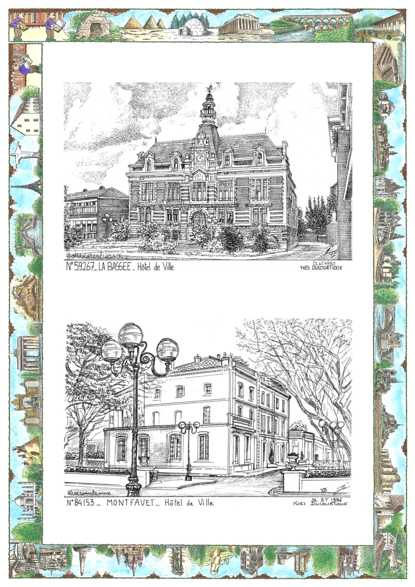 MONOCARTE N 59267-84153 - LA BASSEE - hôtel de ville / MONTFAVET - hôtel de ville