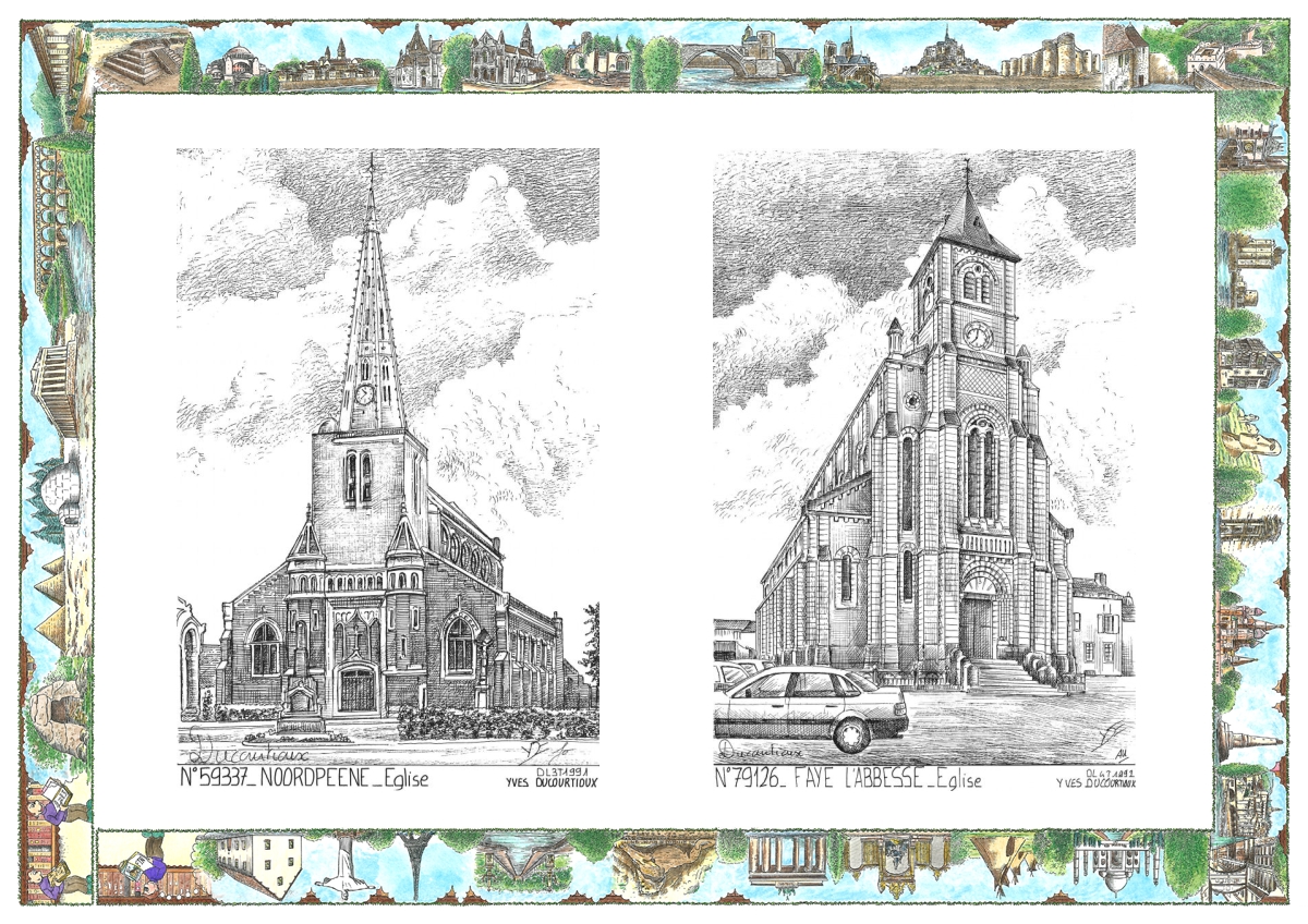 MONOCARTE N 59337-79126 - NOORDPEENE - église / FAYE L ABBESSE - église
