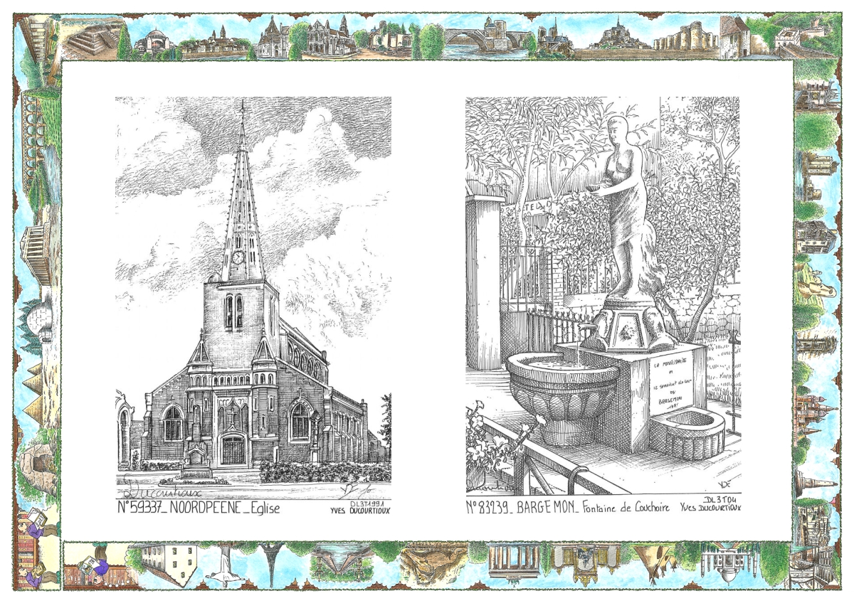 MONOCARTE N 59337-83239 - NOORDPEENE - église / BARGEMON - fontaine de couchoire