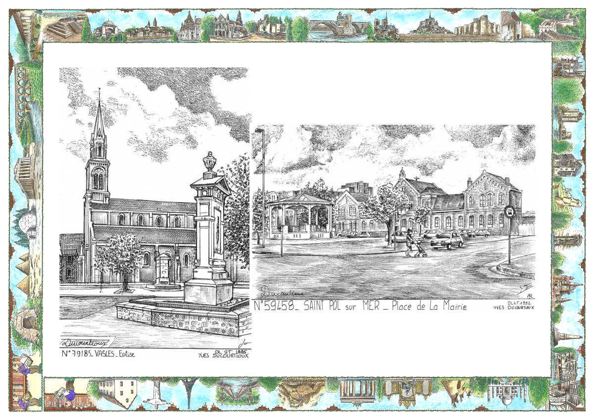 MONOCARTE N 59458-79185 - ST POL SUR MER - place de la mairie / VASLES - église