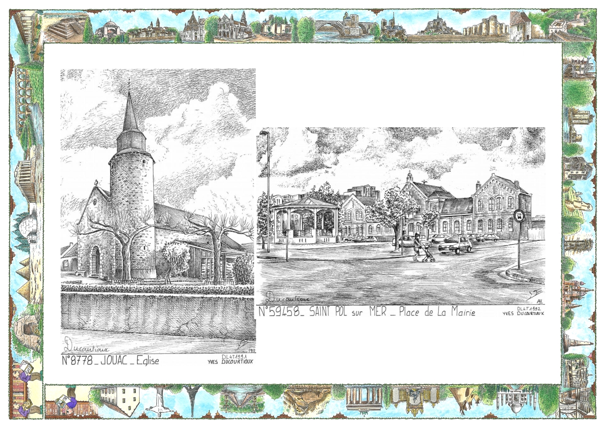 MONOCARTE N 59458-87078 - ST POL SUR MER - place de la mairie / JOUAC - église