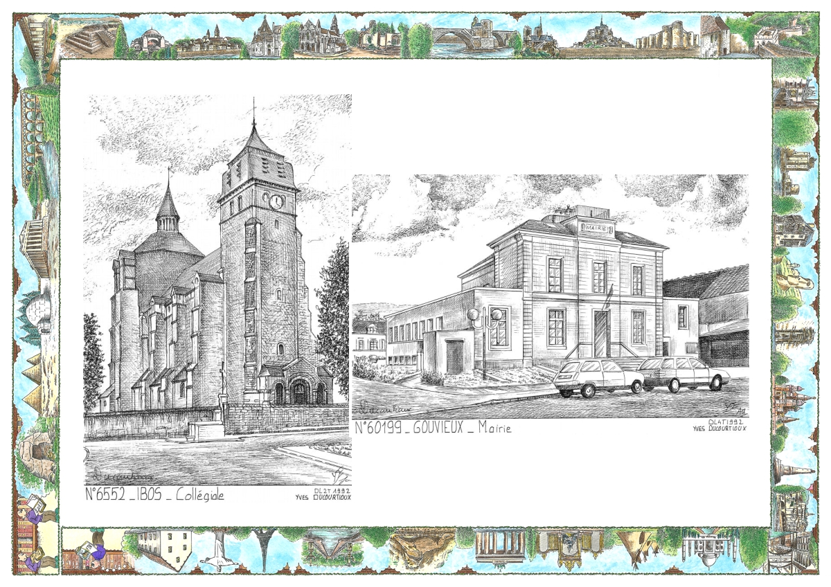 MONOCARTE N 60199-65052 - GOUVIEUX - mairie / IBOS - collégiale