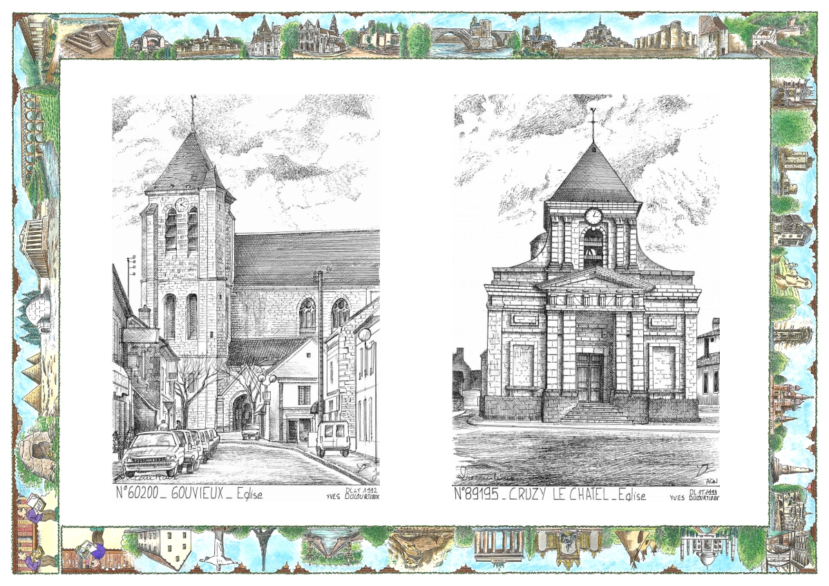 MONOCARTE N 60200-89195 - GOUVIEUX - église / CRUZY LE CHATEL - église