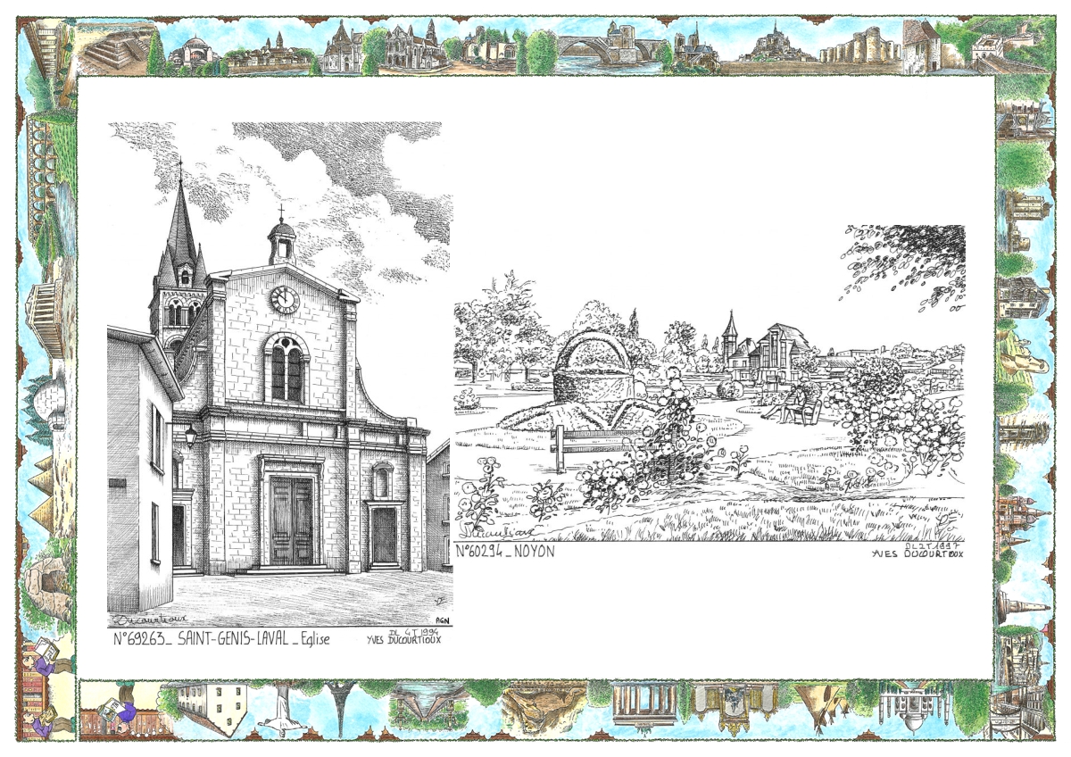 MONOCARTE N 60294-69263 - NOYON - vue / ST GENIS LAVAL - église