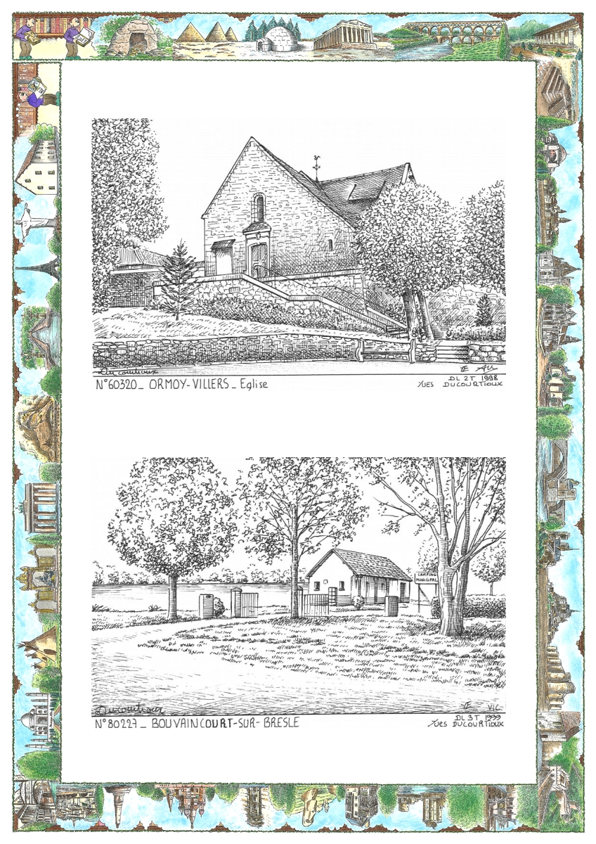 MONOCARTE N 60320-80227 - ORMOY VILLERS - église / BOUVAINCOURT SUR BRESLE - vue
