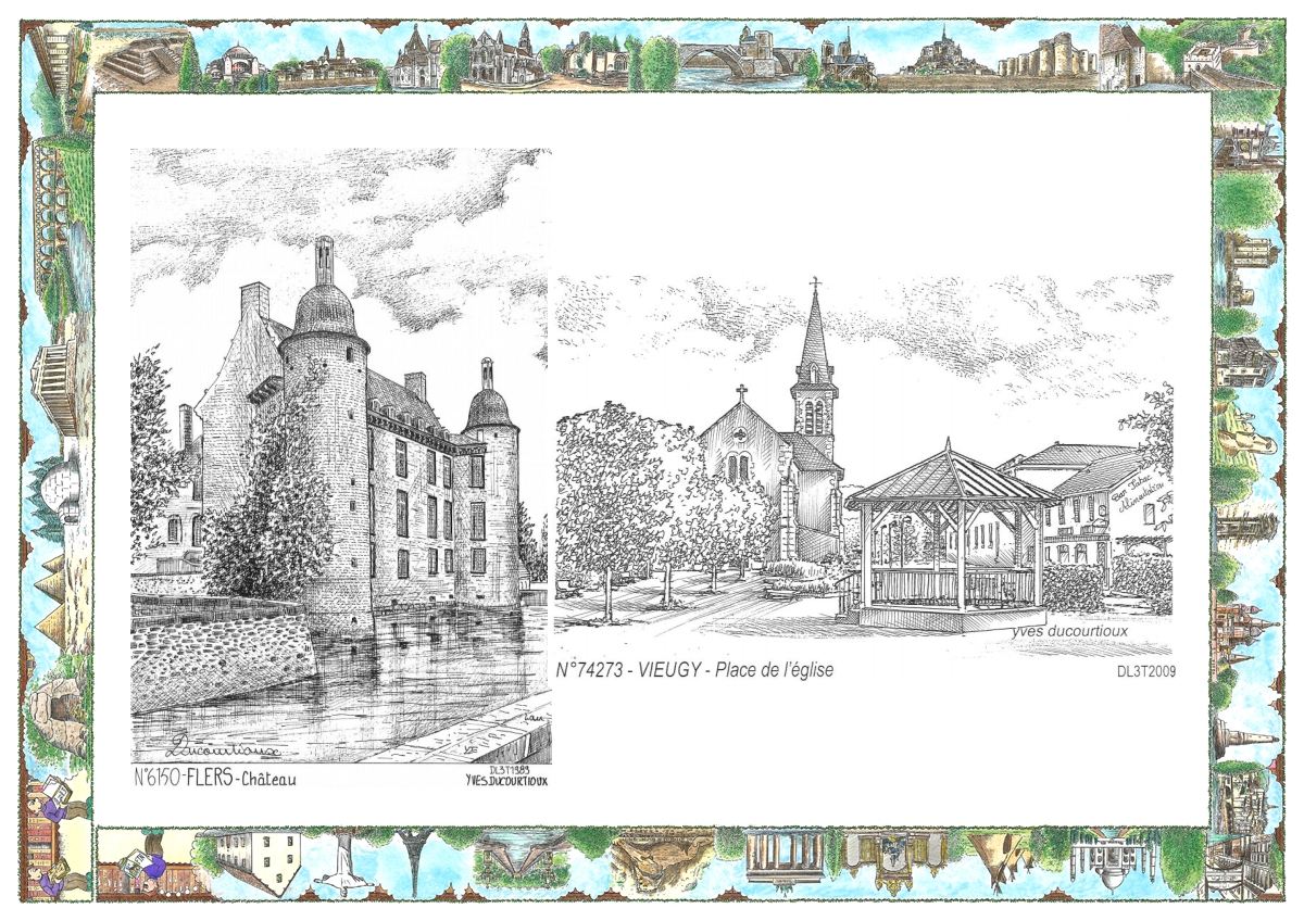 MONOCARTE N 61050-74273 - FLERS - château / SEYNOD - place de l église à vieugy