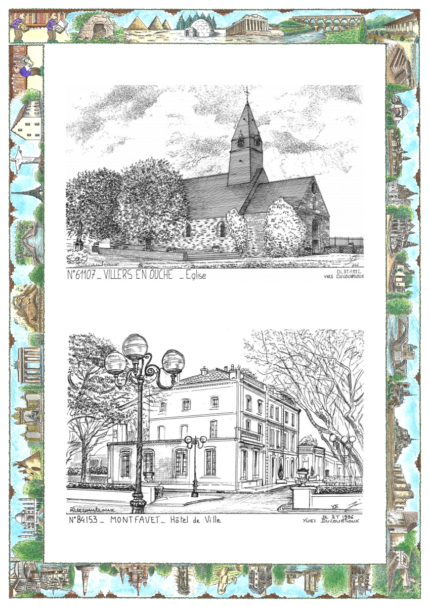 MONOCARTE N 61107-84153 - VILLERS EN OUCHE - église / MONTFAVET - hôtel de ville