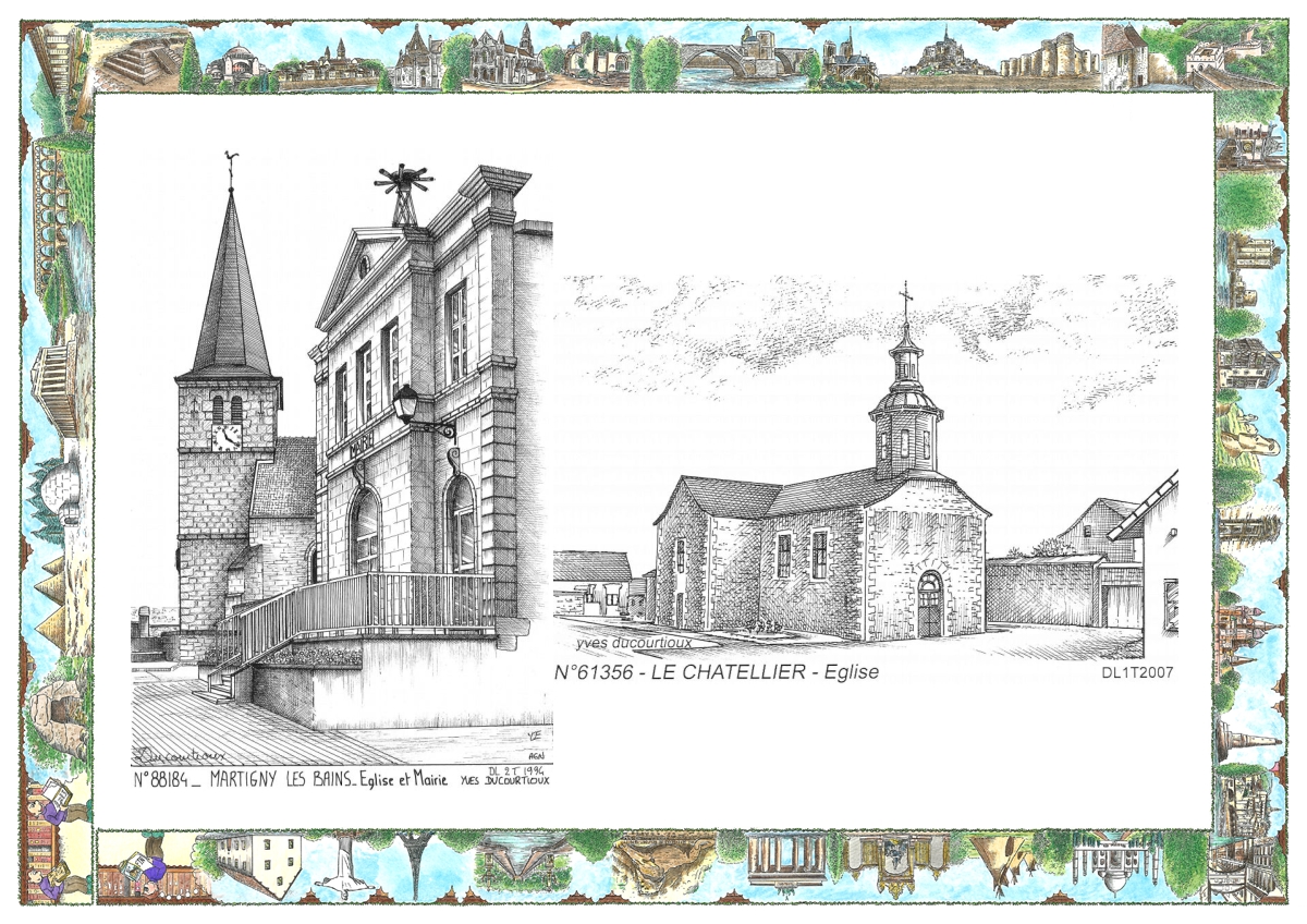 MONOCARTE N 61356-88184 - LE CHATELLIER - église / MARTIGNY LES BAINS - église et mairie