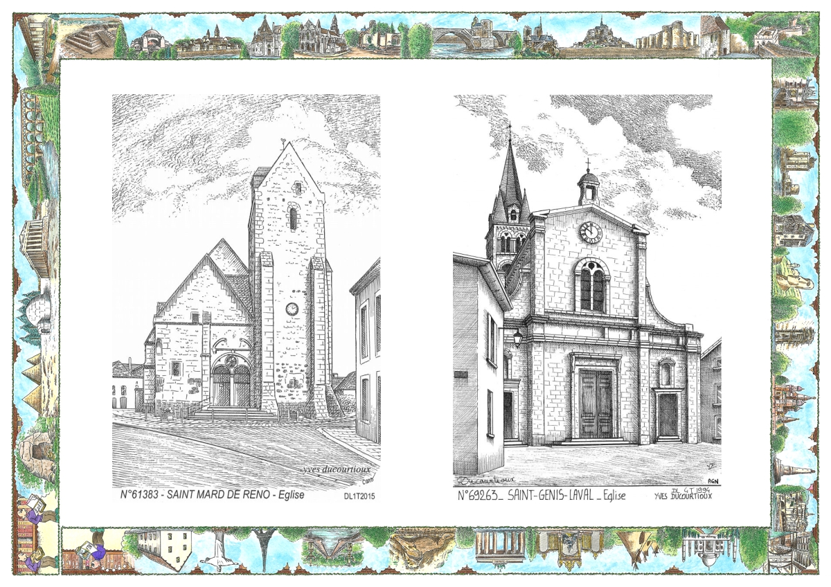 MONOCARTE N 61383-69263 - ST MARD DE RENO - église / ST GENIS LAVAL - église