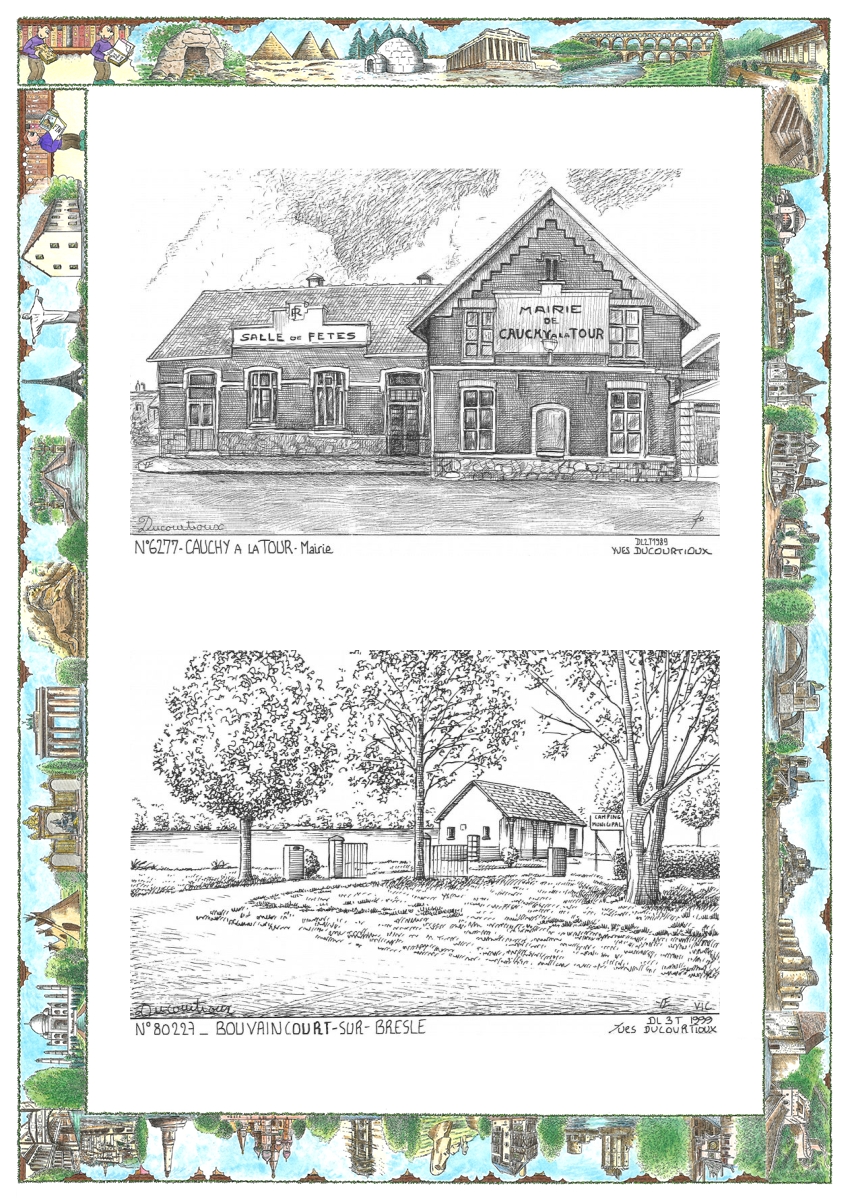 MONOCARTE N 62077-80227 - CAUCHY A LA TOUR - mairie / BOUVAINCOURT SUR BRESLE - vue