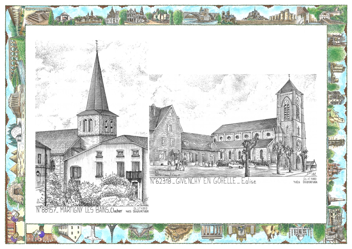 MONOCARTE N 62318-88157 - GIVENCHY EN GOHELLE - église / MARTIGNY LES BAINS - clocher