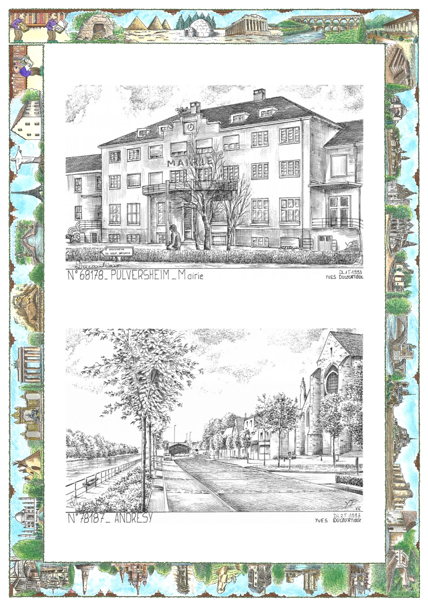 MONOCARTE N 68178-78187 - PULVERSHEIM - mairie / ANDRESY - vue