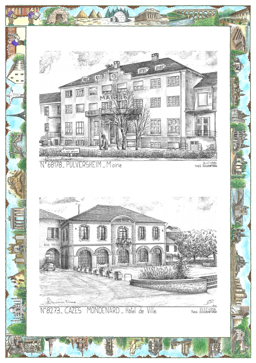 MONOCARTE N 68178-82073 - PULVERSHEIM - mairie / CAZES MONDENARD - hôtel de ville