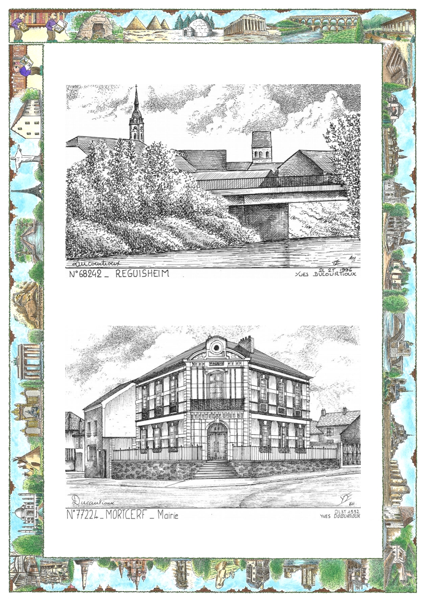 MONOCARTE N 68242-77224 - REGUISHEIM - vue / MORTCERF - mairie