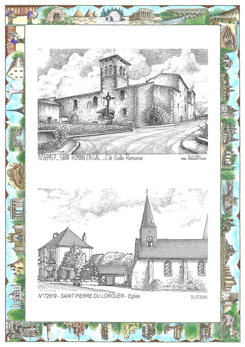 MONOCARTE N 69157-72619 - ST ROMAIN EN GAL - cité gallo romaine / ST PIERRE DU LOROUER - église