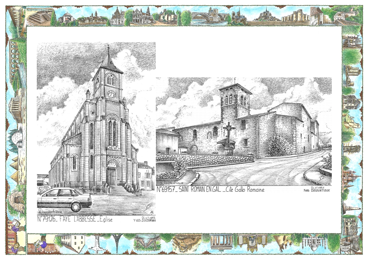 MONOCARTE N 69157-79126 - ST ROMAIN EN GAL - cité gallo romaine / FAYE L ABBESSE - église