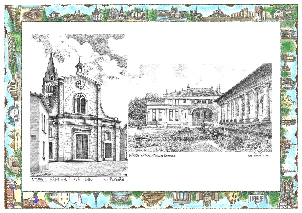 MONOCARTE N 69263-88005 - ST GENIS LAVAL - église / EPINAL - maison romaine