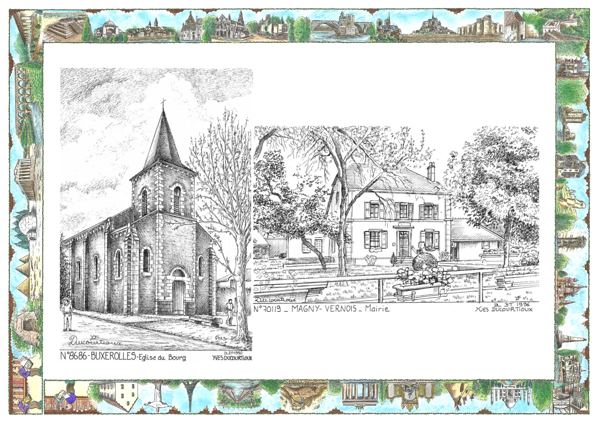 MONOCARTE N 70119-86086 - MAGNY VERNOIS - mairie / BUXEROLLES - église du bourg