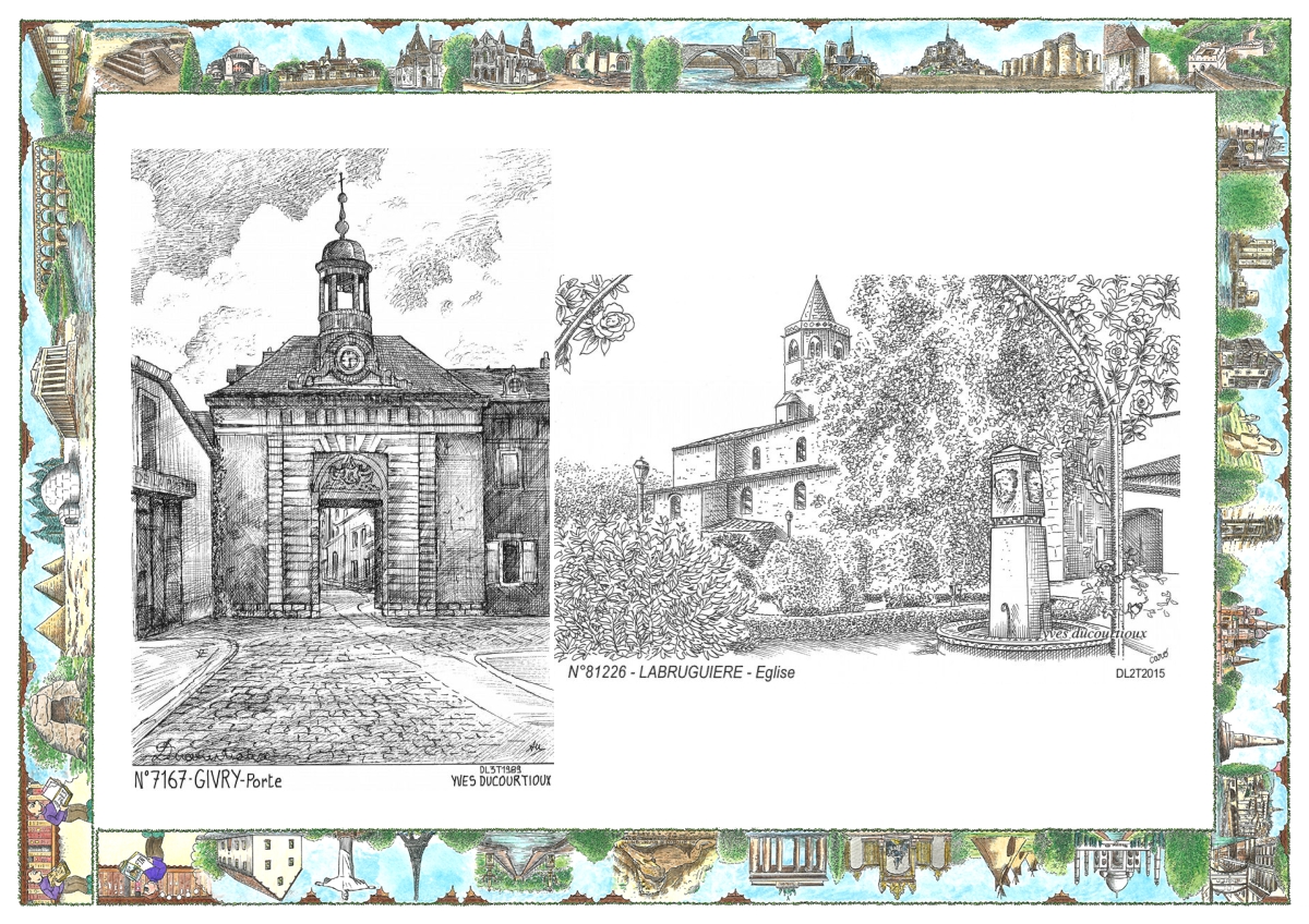 MONOCARTE N 71067-81226 - GIVRY - porte / LABRUGUIERE - église
