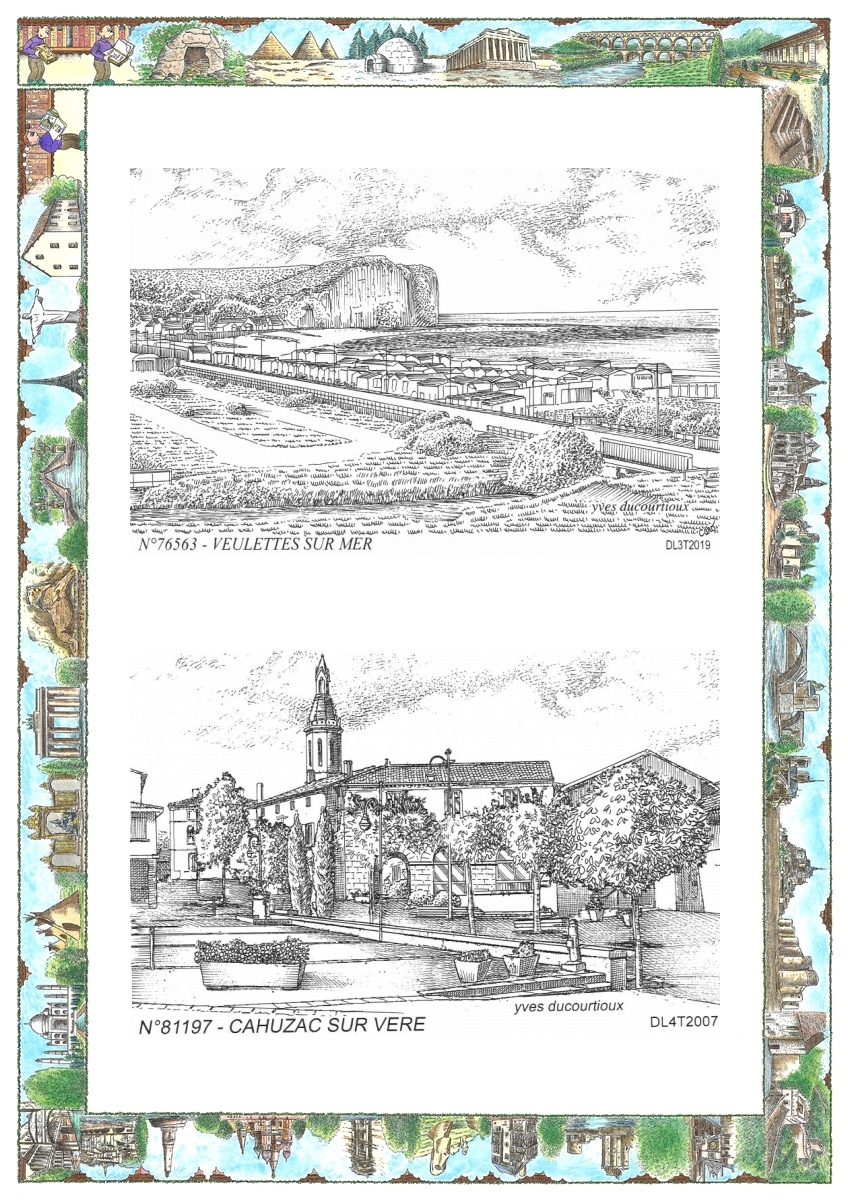 MONOCARTE N 76563-81197 - VEULETTES SUR MER - vue / CAHUZAC SUR VERE - vue