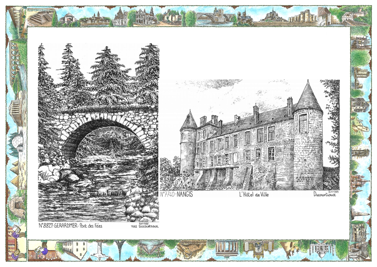 MONOCARTE N 77040-88027 - NANGIS - l hôtel de ville / GERARDMER - pont des fées