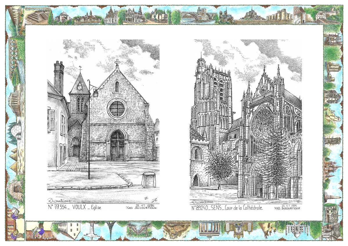 MONOCARTE N 77354-89240 - VOULX - église / SENS - cour de la cathédrale