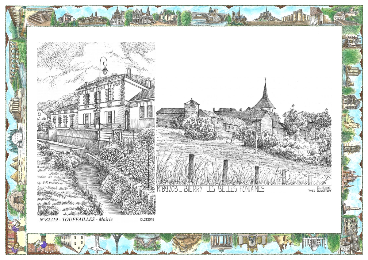 MONOCARTE N 82219-89203 - TOUFFAILLES - mairie / BIERRY LES BELLES FONTAINE - vue