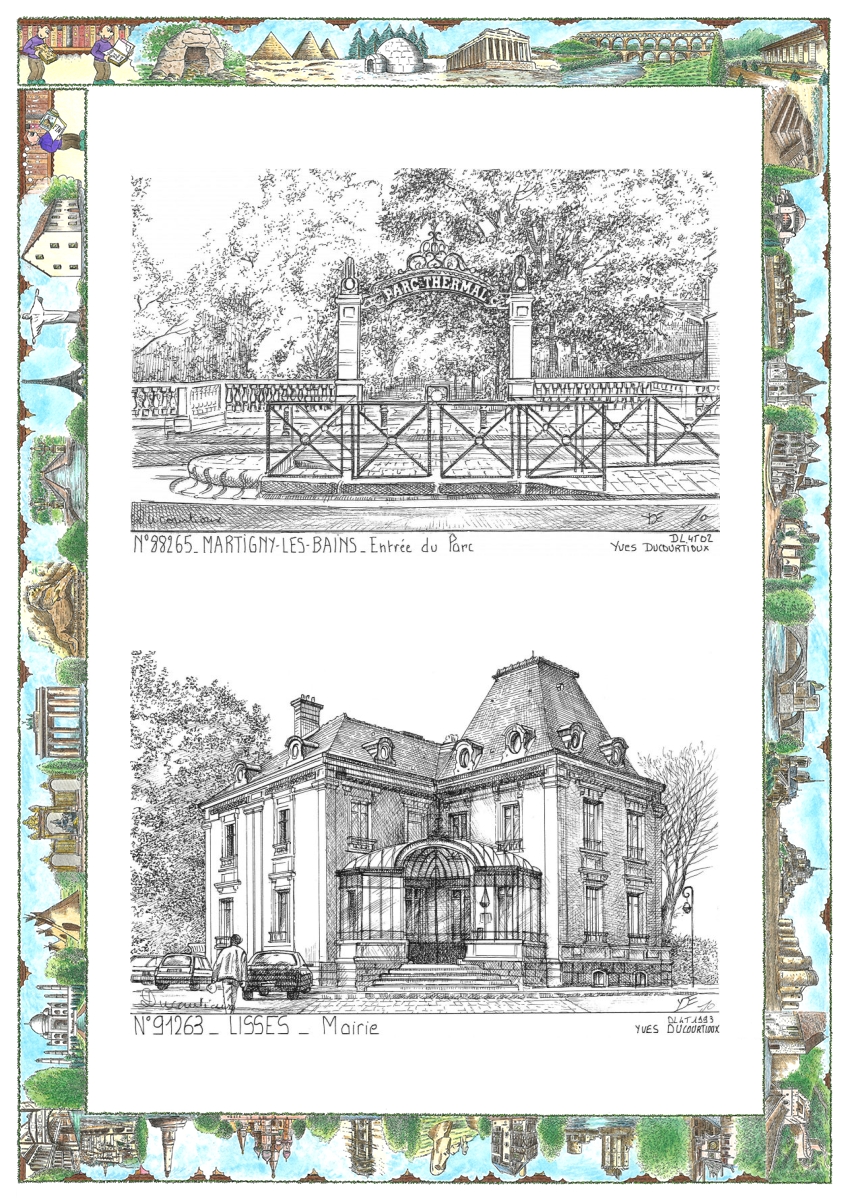 MONOCARTE N 88265-91263 - MARTIGNY LES BAINS - entrée du parc / LISSES - mairie